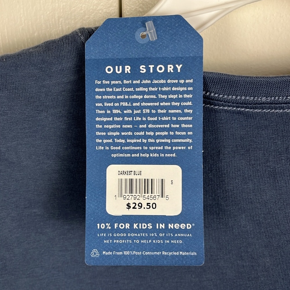 Life Is Good Men's T Shirt Blue "Shell Yeah" Turtle Screen Print SMALL - Picture 6 of 7